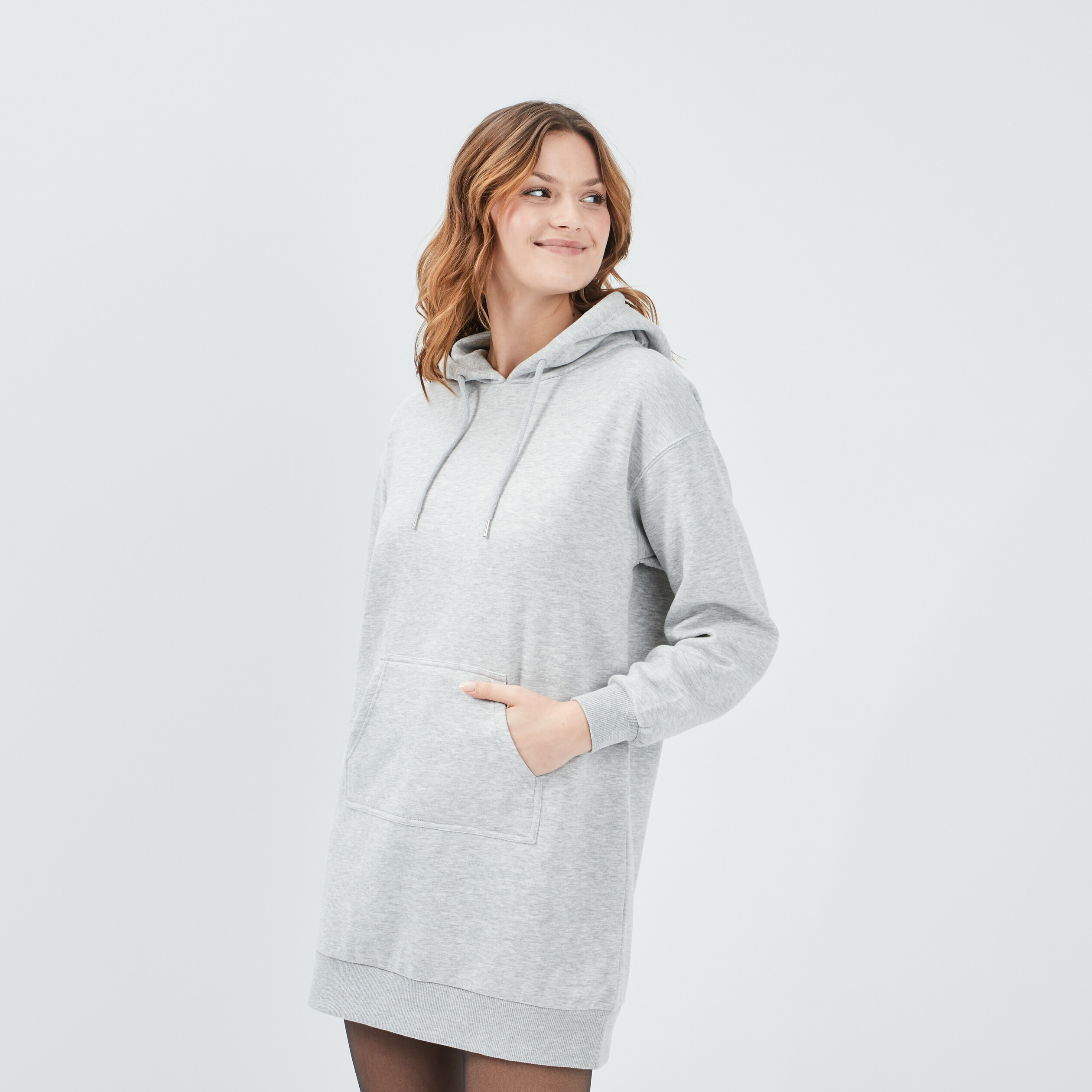 Robe sweat à capuche gris clair femme | La Halle