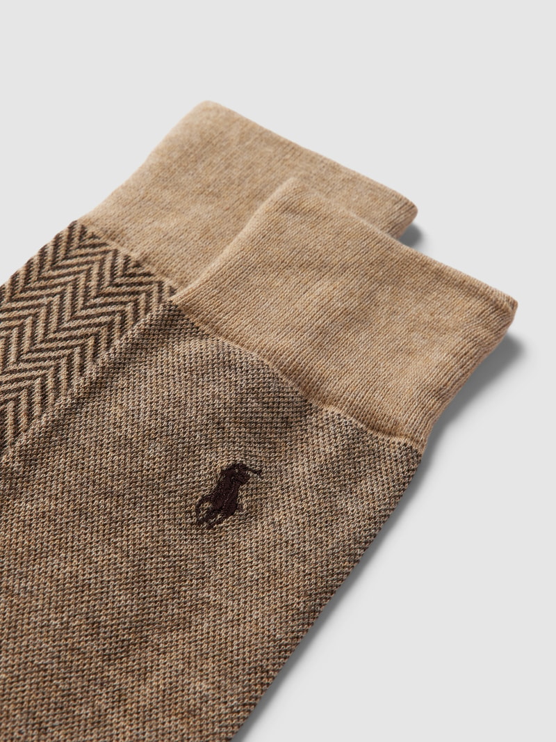 Socken mit grafischem Muster im 2er-Pack in camel