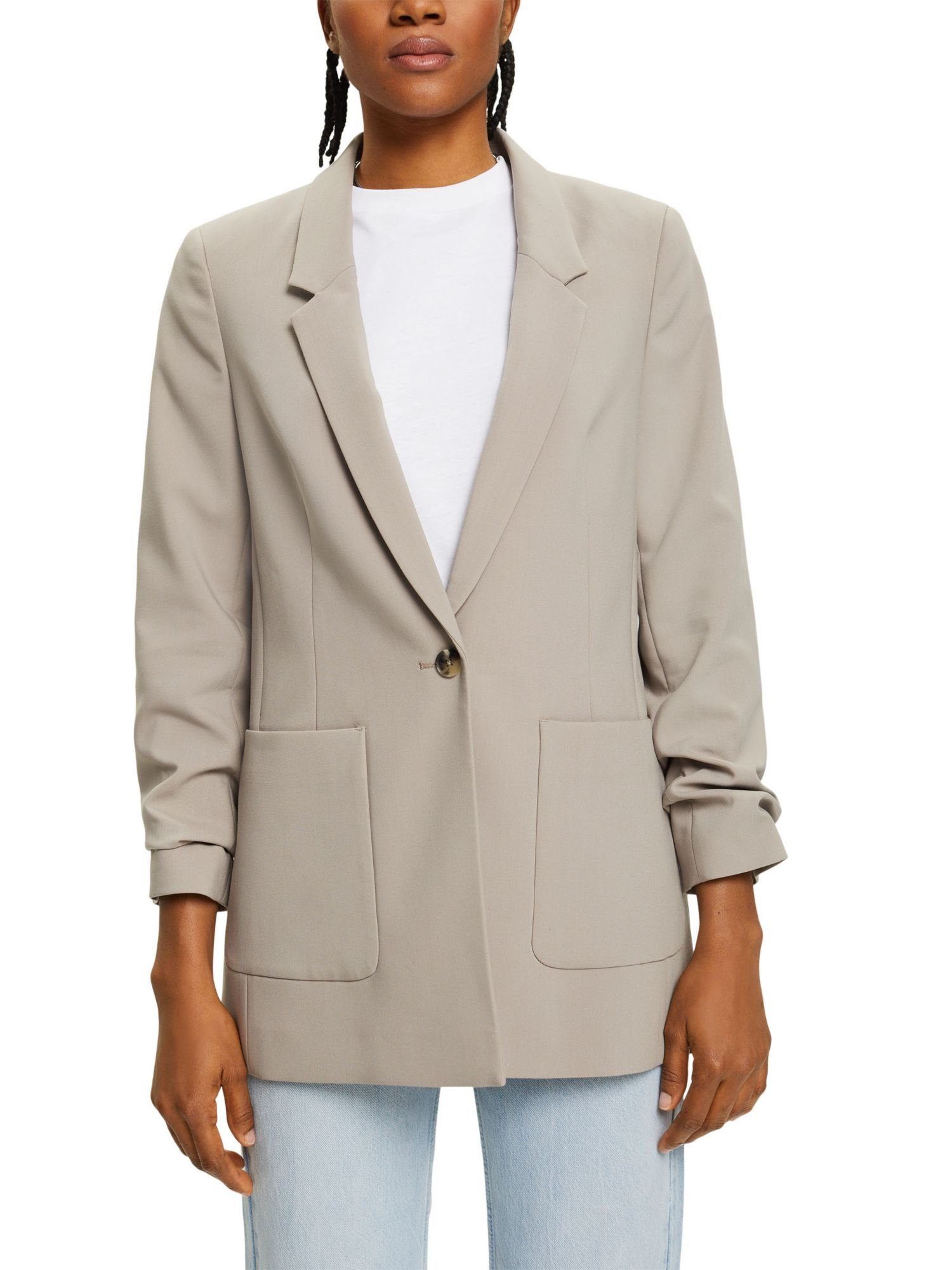 Esprit Longblazer Blazer mit gerafften Ärmeln