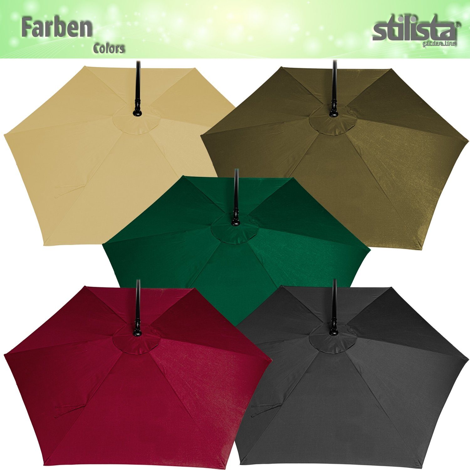 STILISTA Ampelschirm Sonnenschirm Gartenschirm Sonnenschutz Marktschirm, Ø 280 cm, UV 40+, Farbwahl, inklusive Abdeckung