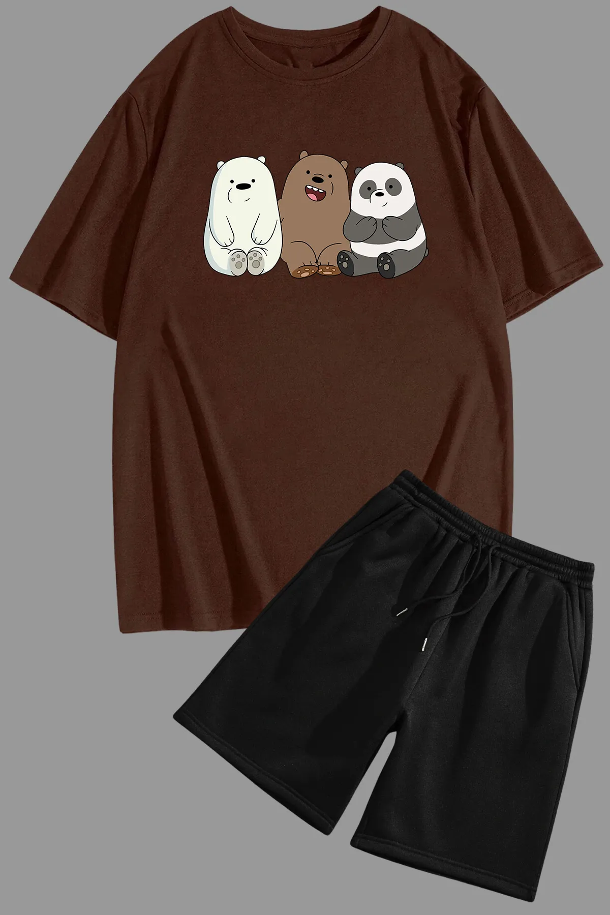 uyguntarz  Shorts-Set mit Kafadar-Bären-Print, Unisex