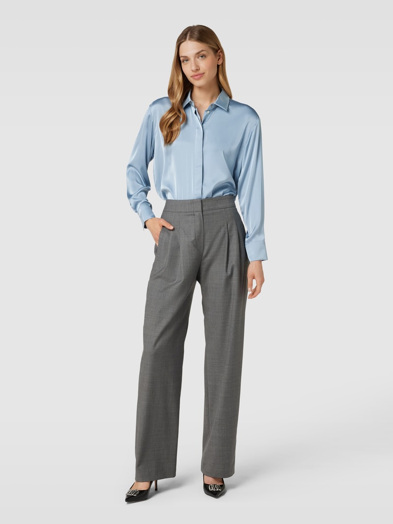 Bluse in Satin-Optik mit verdeckter Knopfleiste in rauchblau