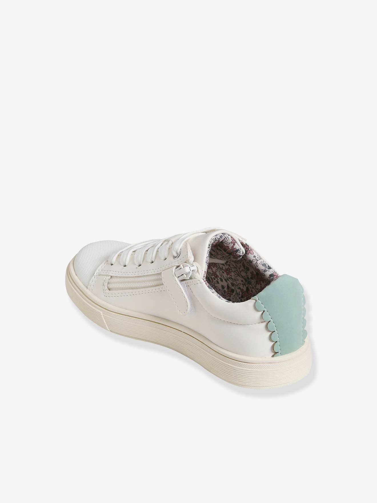 Baskets lacées et zippées fille blanc