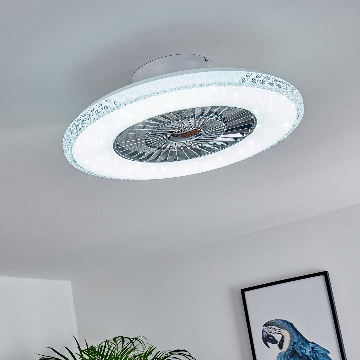hofstein Deckenventilator Vaprio LED Deckenventilator in Weiß/Chorm