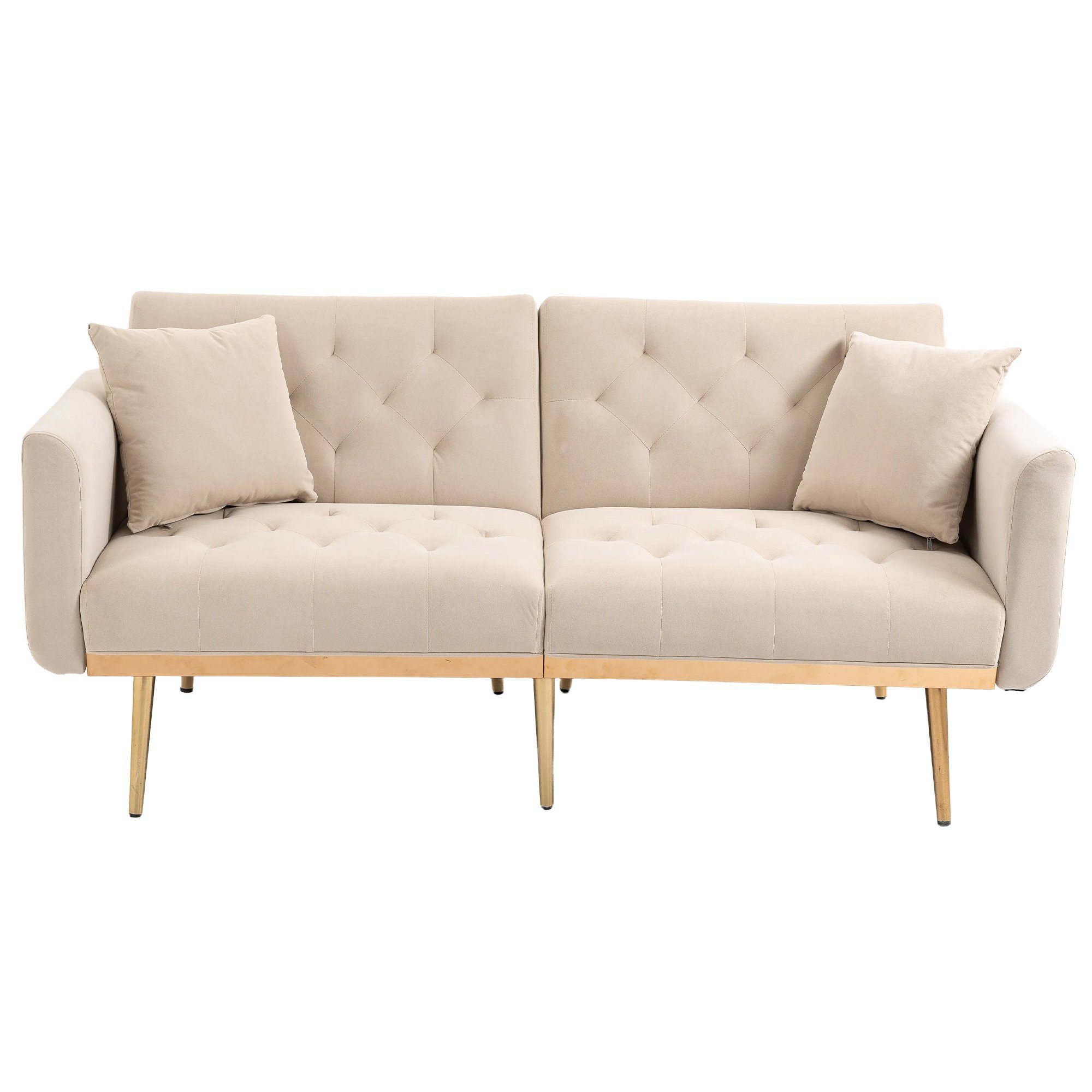 Odikalo Loungesofa Doppelsofa Schlafsofa Samt multifunktion Metallfüßen mehrfarbig