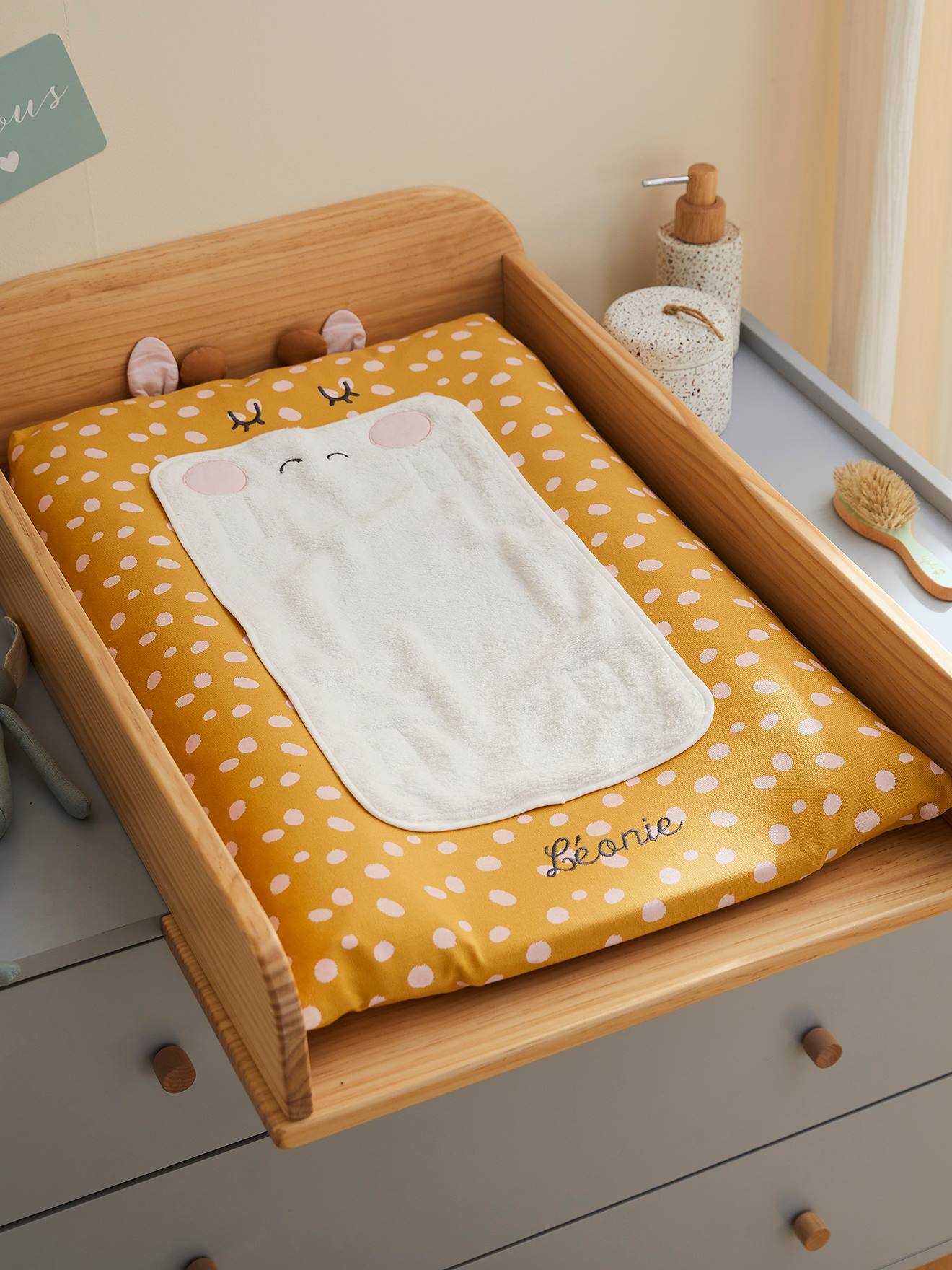 Vertbaudet Bezug für Baby Wickelauflage GIRAFFE, personalisierbar - mehrfarbig