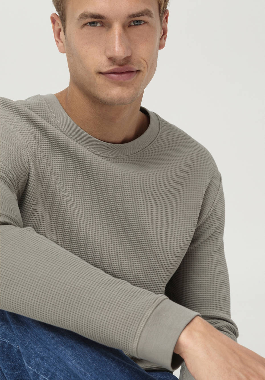 Waffelpiqué-Pullover Regular aus reiner Bio-Baumwolle