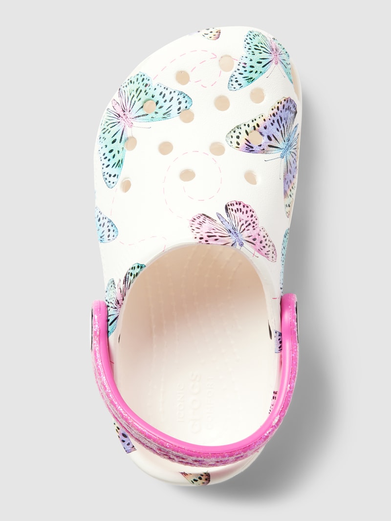 Sandale mit Allover-Muster Modell 'Classic Butterfly' in weiß