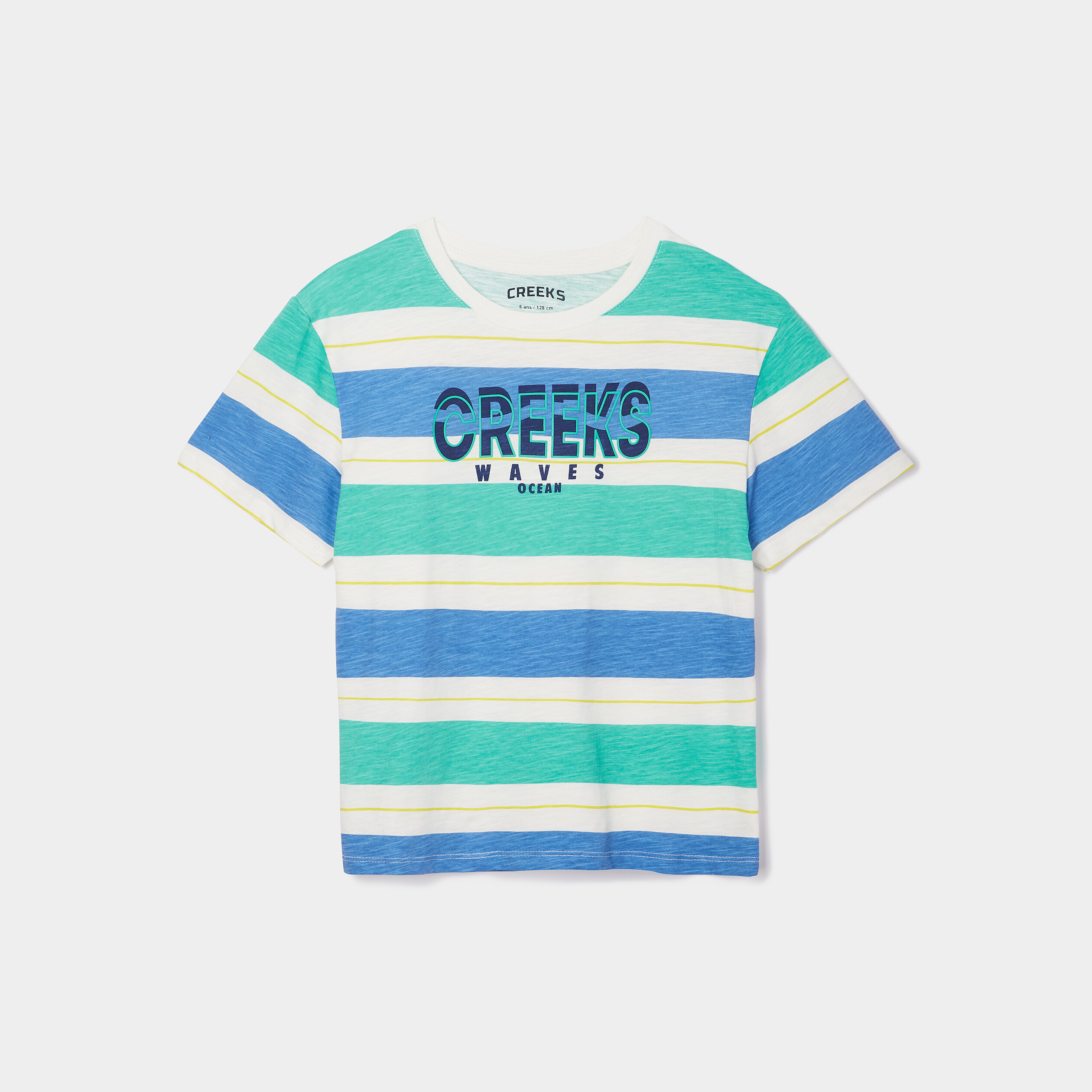 T-shirt col rond manches courtes Creeks blanc garçon | La Halle