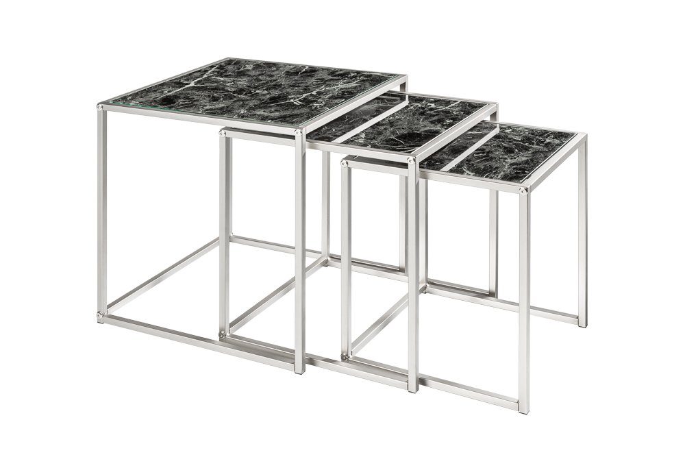 riess-ambiente Beistelltisch ELEMENTS 40cm schwarz (Set, 3-St), Marmor-Optik · Glastisch · Metall · Modern Design