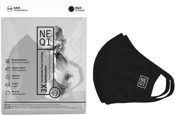 NEQI Face Coverings Black Mund- und Nasenschutz
