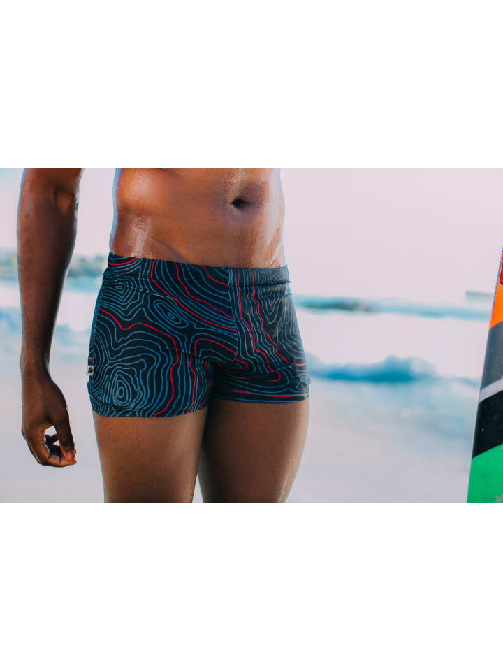 GUGGEN MOUNTAIN Badehose Linien in Rot günstig kaufen