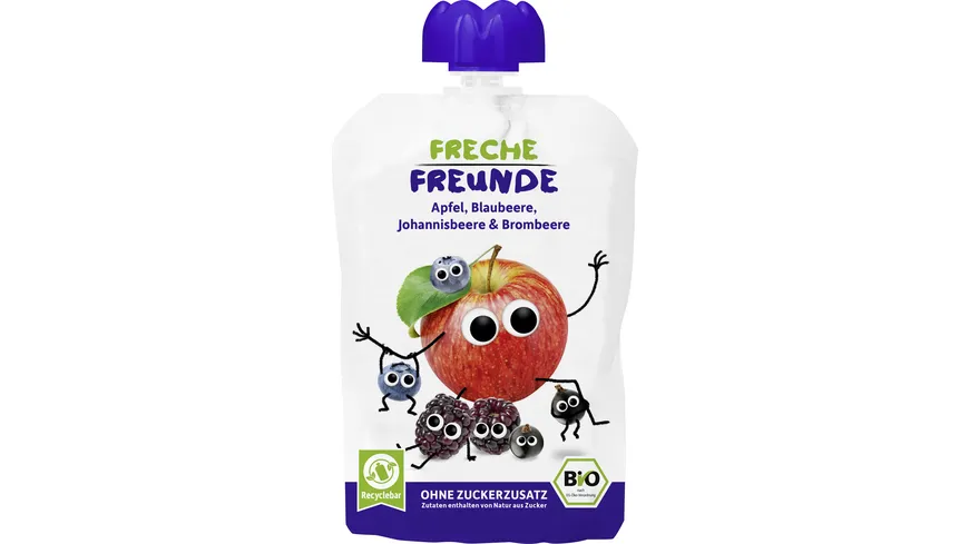 Freche Freunde Bio Quetschie  Apfel, Blaubeere, Johannisbeere & Brombeere 100 g