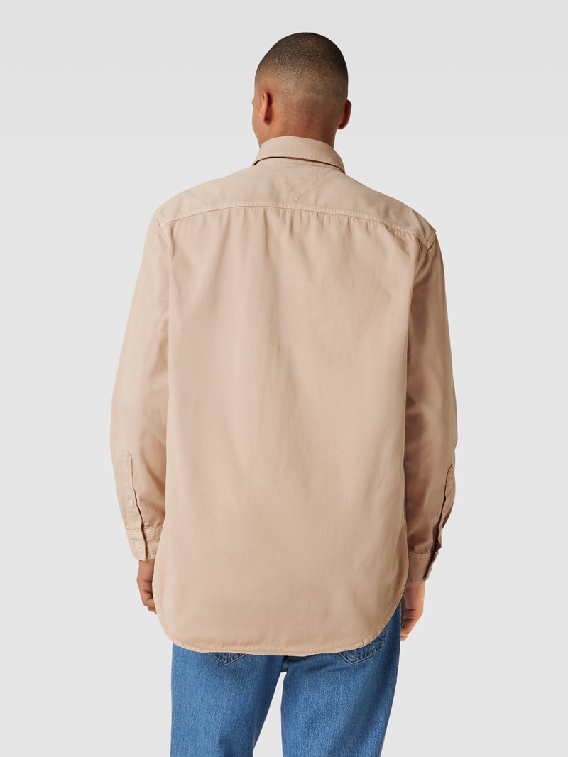 Freizeithemd mit Logo-Stitching Modell 'ARCHIVE' in beige