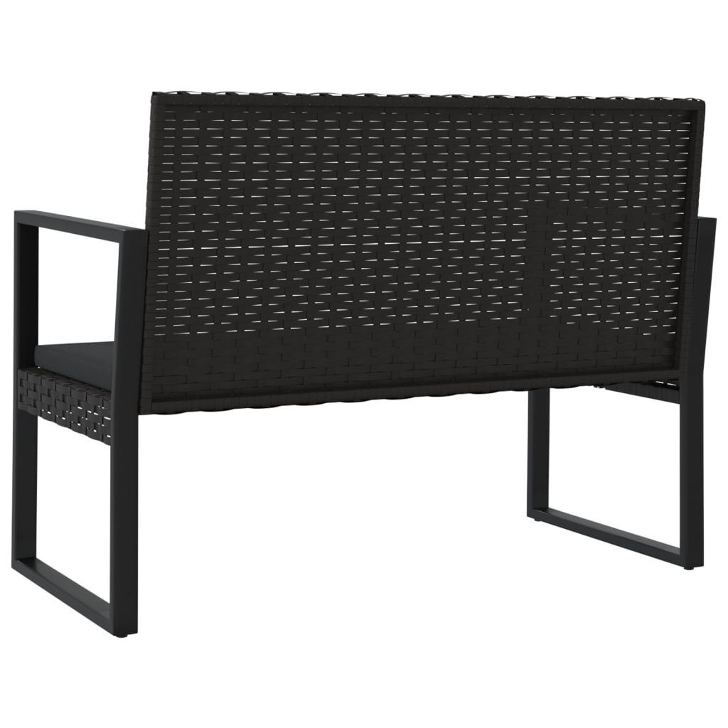 vidaXL Loungesofa 4-tlg. Garten-Lounge-Set mit Kissen Schwarz Poly Rattan, 4 Teile