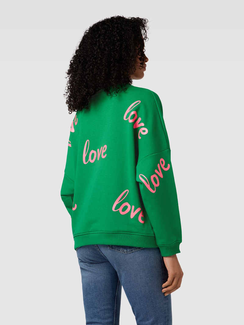 Sweatshirt mit Motiv-Print Modell 'LOVE HARDFACE' in grün
