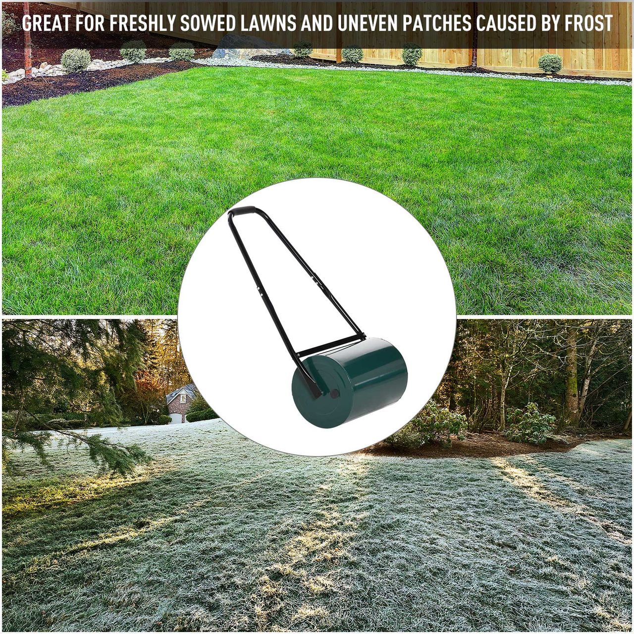 Outsunny Rasenwalze mit U-Griff Gartenrolle Gartenwalze Ø30 cm 30 L Metall