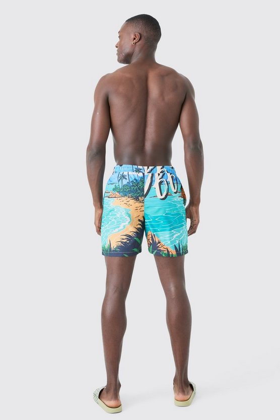 Mittellange Strand-Badehose