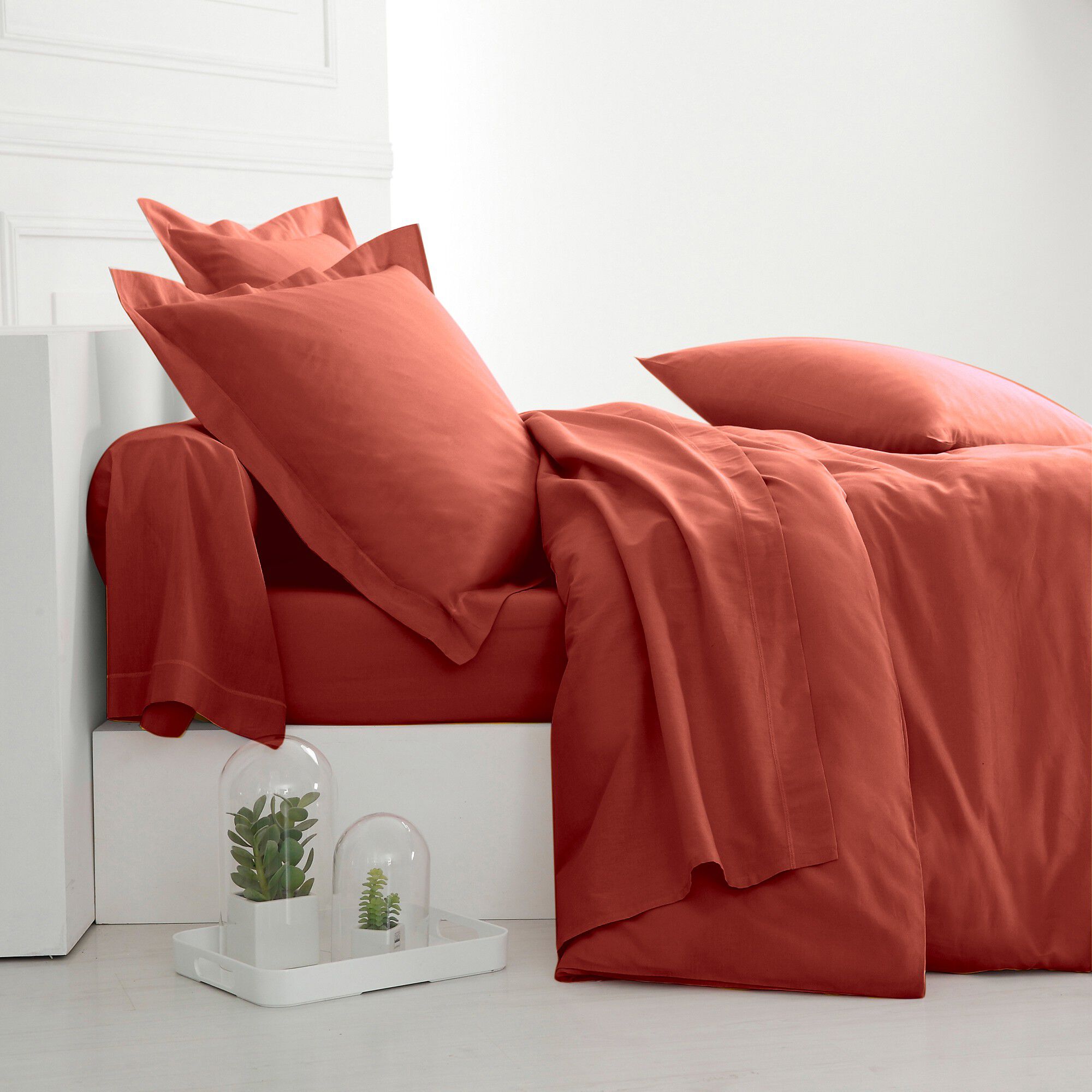 Linge de lit uni polyester-coton Colombine
