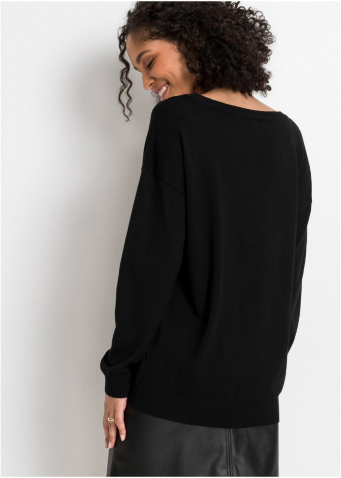 Oversize-Pullover mit V-Ausschnitt