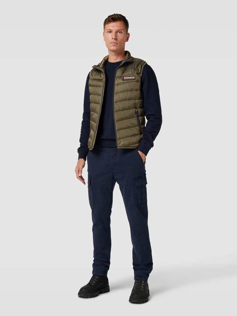 Regular Fit Steppweste mit Stehkragen Modell 'AERONS' in olivgrün