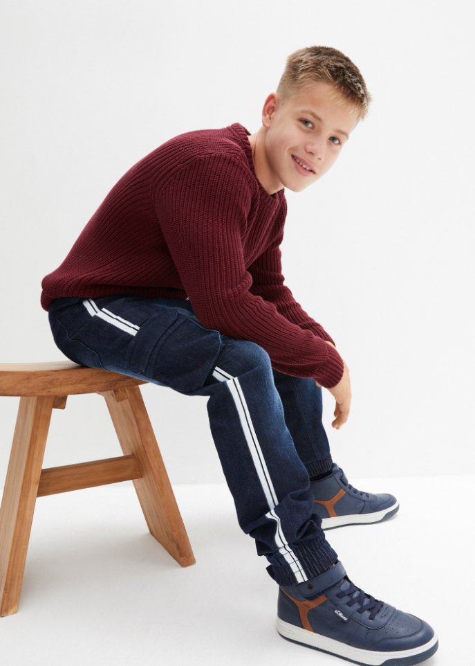 Jungen Thermo Schlupfjeans mit Tape, Tapered Fit