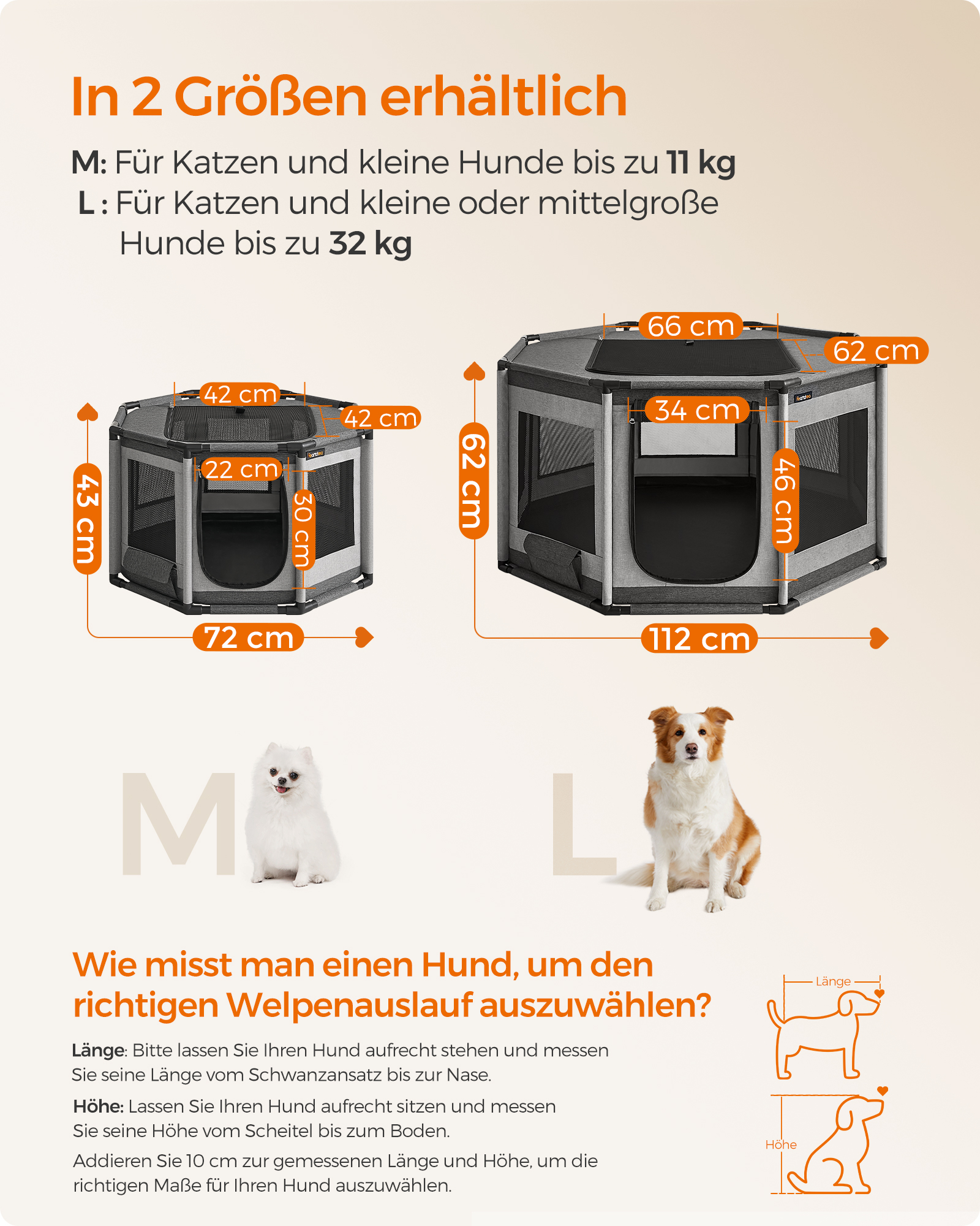 FEANDREA Erziehungshilfen FEANDREA M-L Welpenauslauf Oxford-Gewebe 72 cm, 72 cm, 43 cm