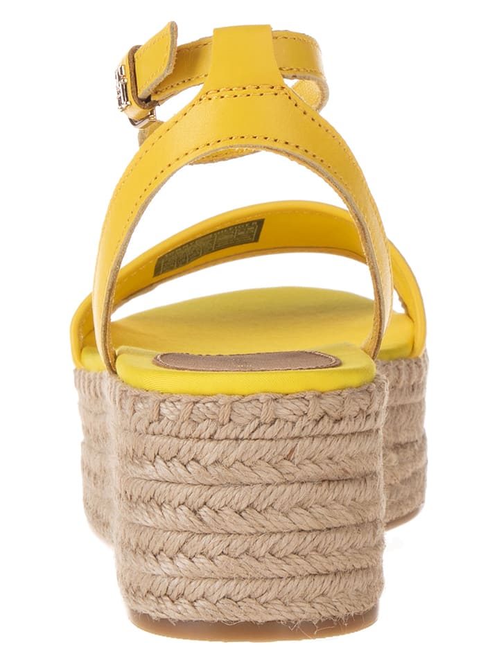 Tommy Hilfiger Shoes Leder-Sandaletten in Gelb günstig kaufen