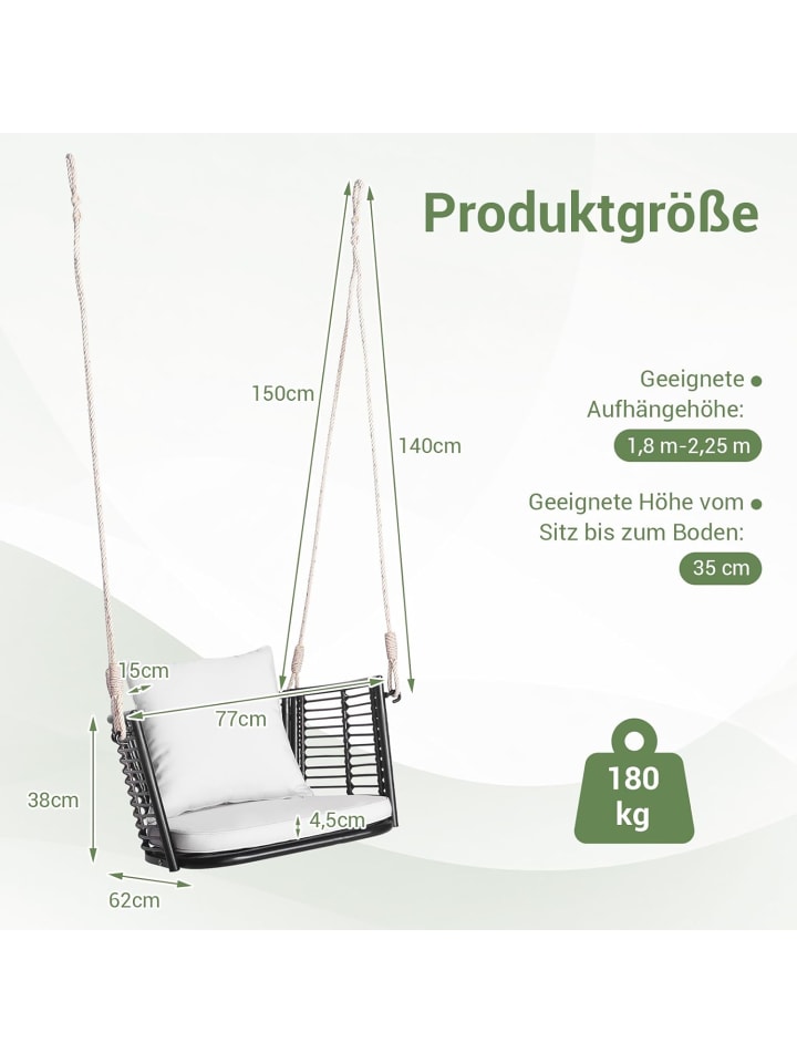 COSTWAY Hängesessel 180kg belastbar in Weiß günstig kaufen onesize