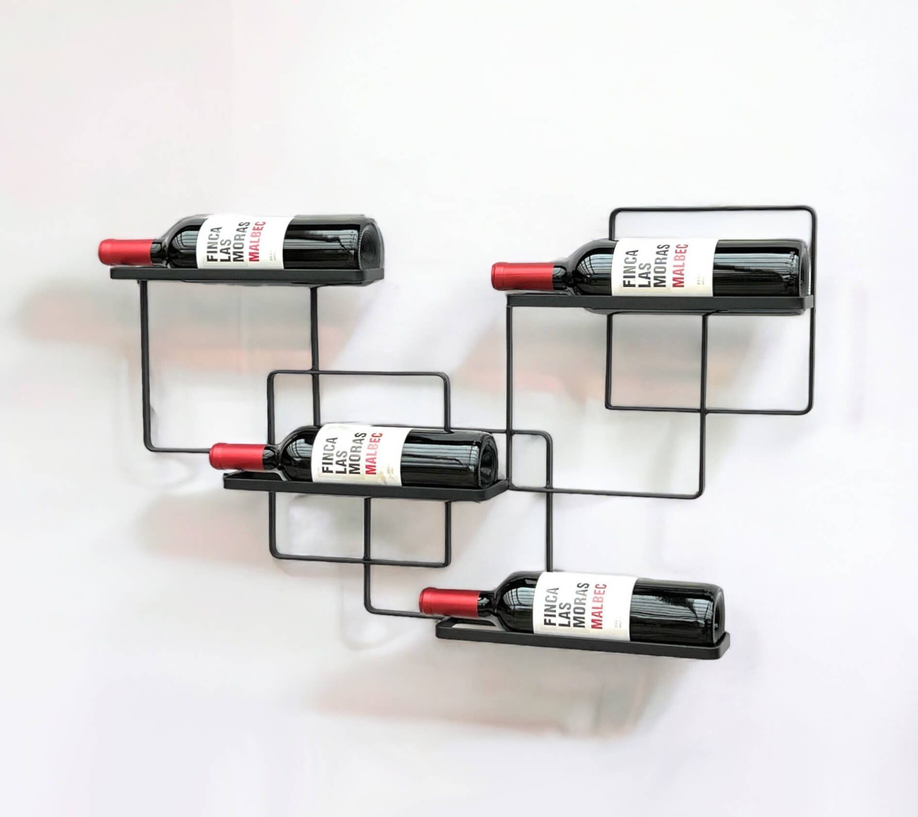 DanDiBo Weinregal Weinregal Wand Metall Schwarz Wine Line Flaschenhalter für 4 Flaschen