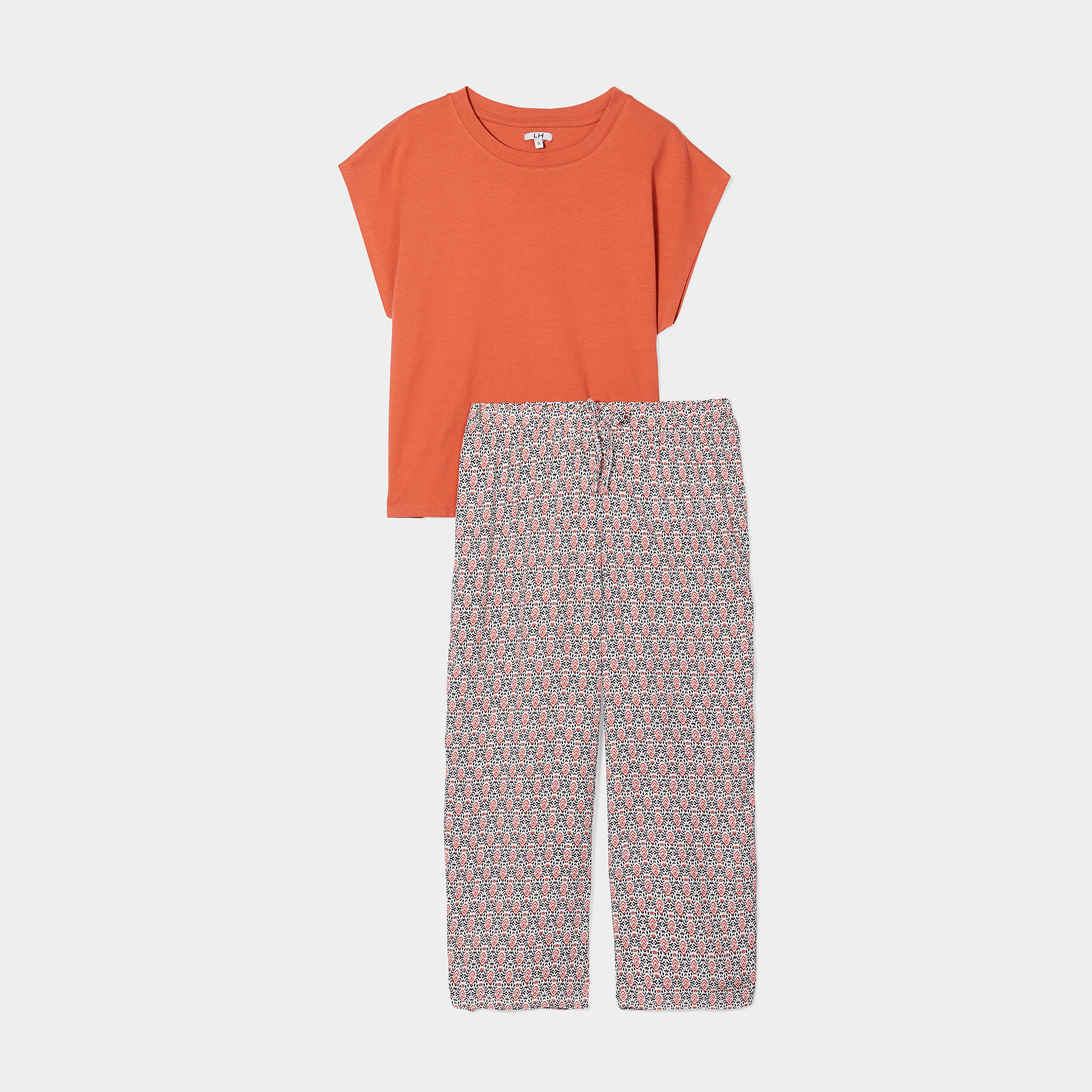 Ensemble pyjama 2 pièces pantalon 7 8ème beige femme | La Halle