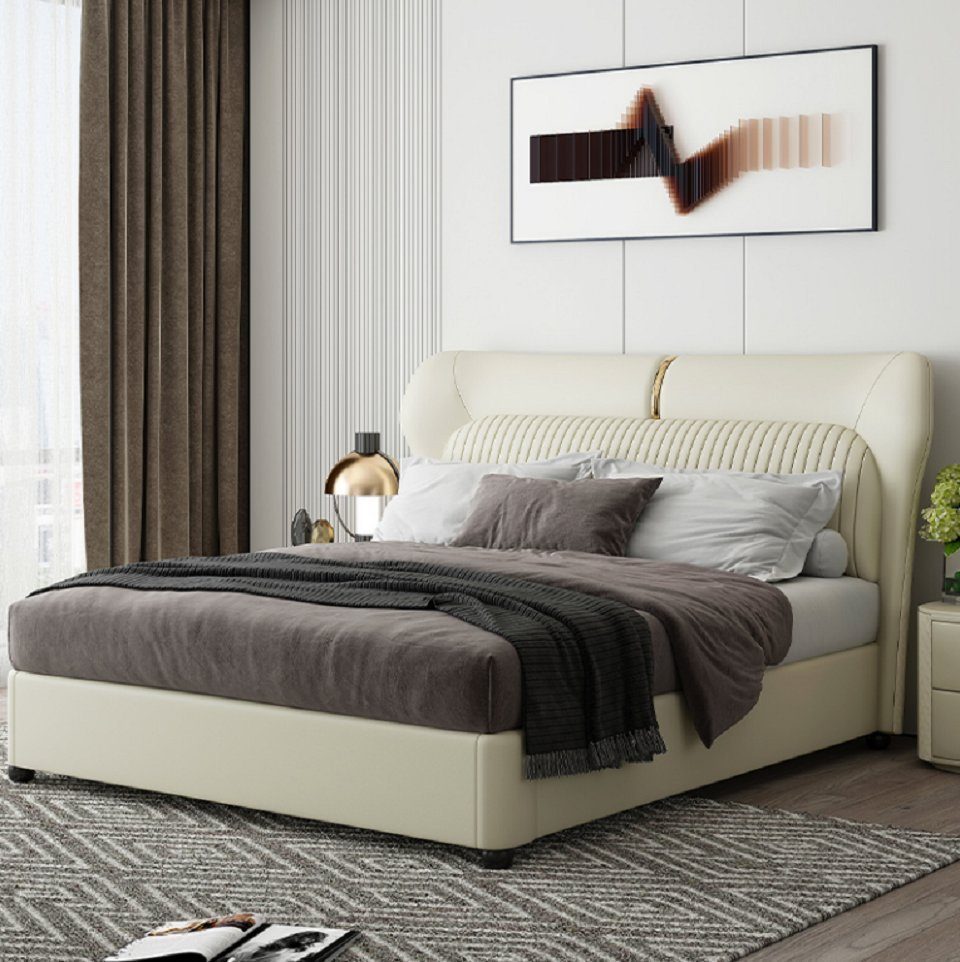 JVmoebel Bett Weißes Bett Moderne Schlafzimmer Betten Luxus Holzgestell Neu (1-tlg., Nur Bett), Made in Europa