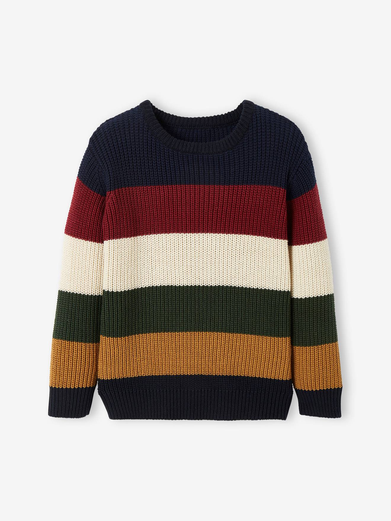 Pull rayé couleurs garçon encre