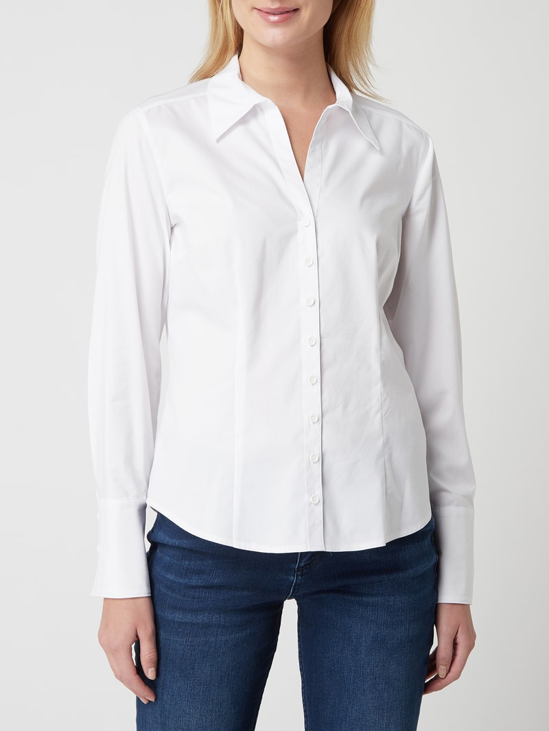 Bluse mit Stretch-Anteil in weiß