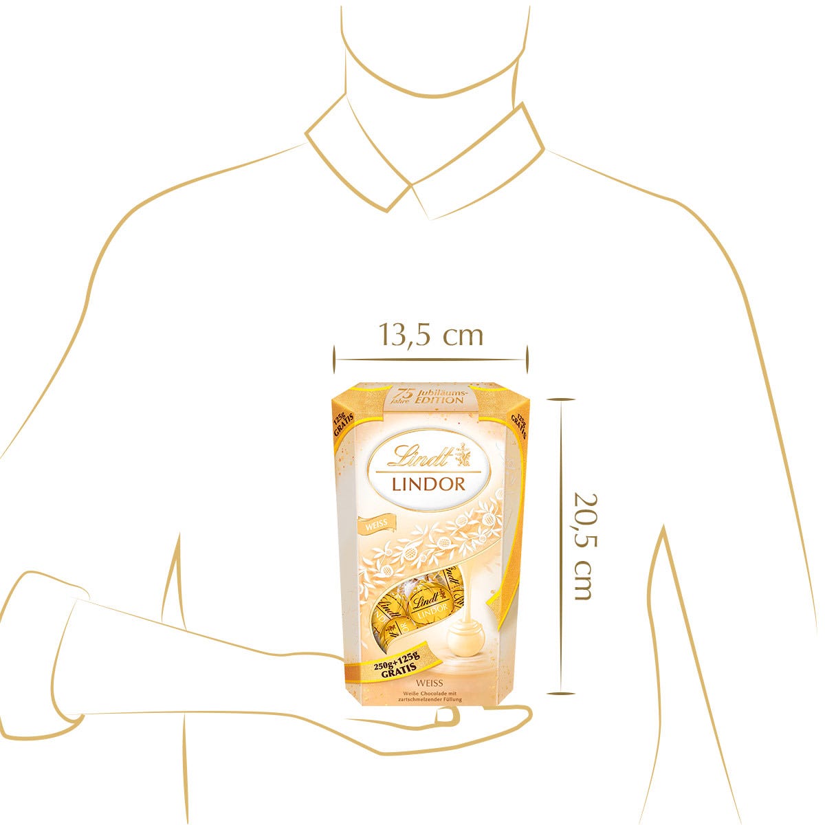 LINDOR Cornet Weiß 75 Jahre Jubiläum, 375g