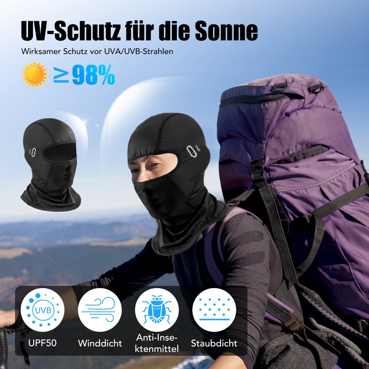 LETGOSPT Sturmhaube Sturmhaube Atmungsaktiv Gesichtshaube sturmmaske Winter Skimaske fahrradmütze Balaclava Motorrad für Herren und Damen Einheitsgröße