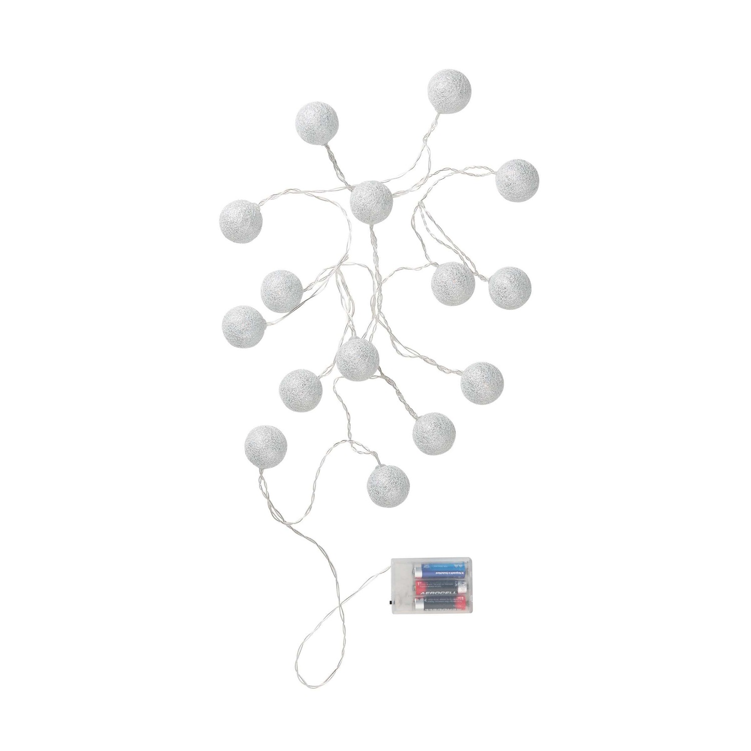 LES PETITES BELLES LED-Lichterkette Cottonball 15 Lichter mit USB-Batteriefach