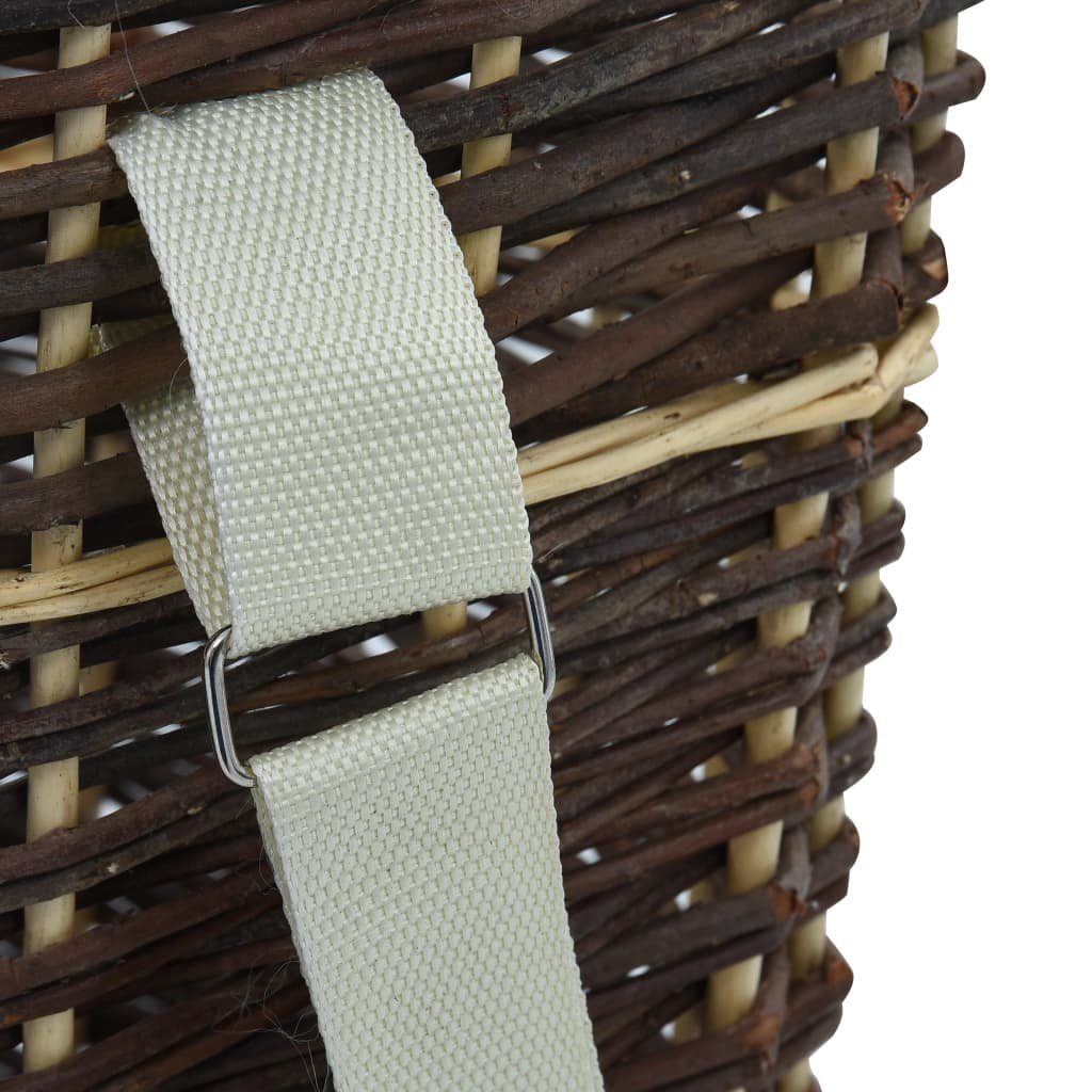 vidaXL Kaminholzregal Holzkorb mit Trageriemen 44,53750 cm Natur Weide, BxTxH:44x37x50 cm