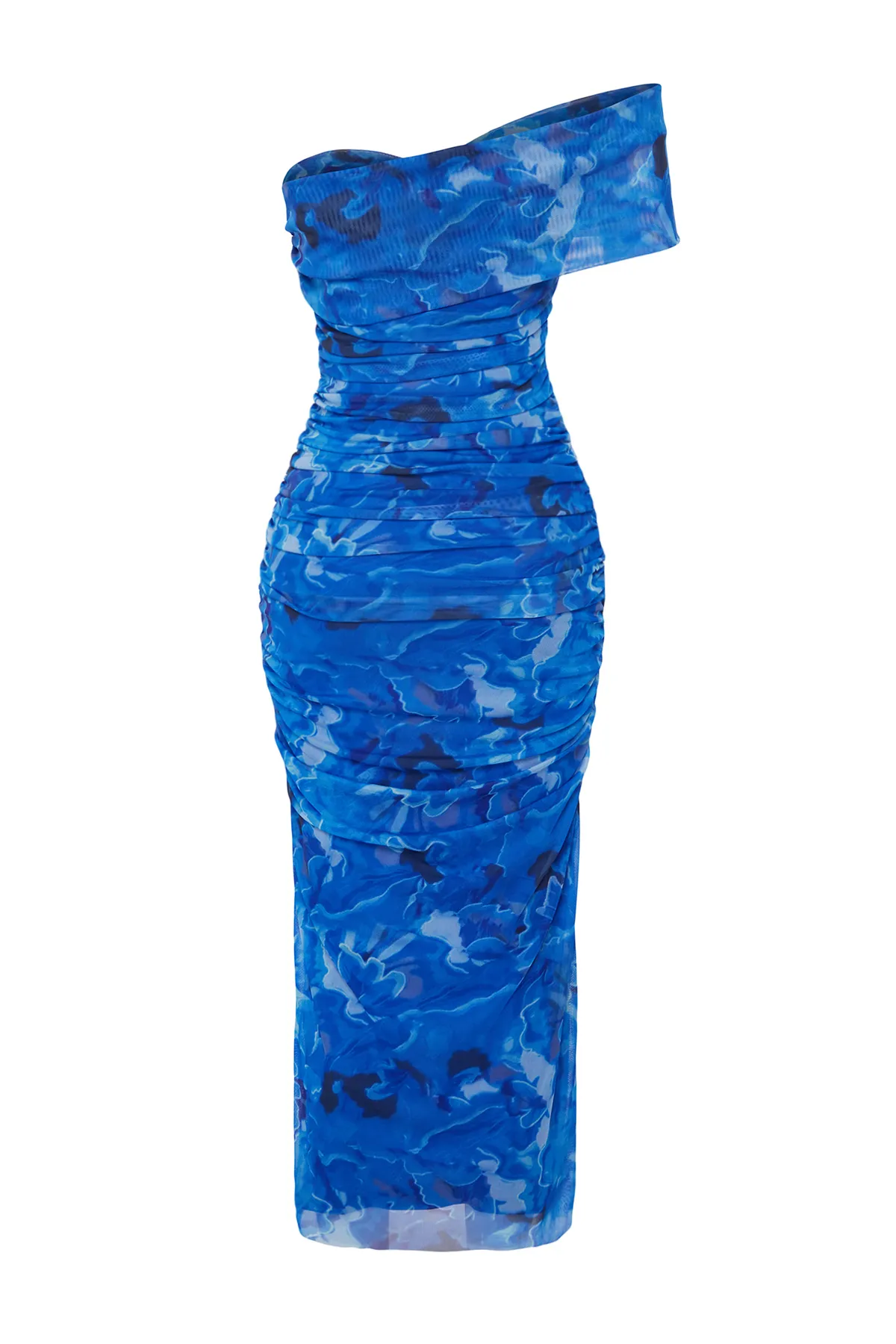 Trendyol Collection  Mehrfarbiges, mit Carmenkragen gefüttertes Tüllkleid TPRSS24EL00027