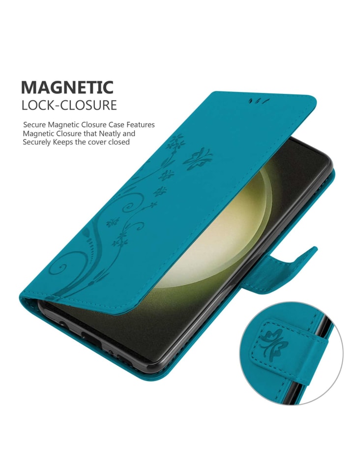 cadorabo Hülle für Samsung Galaxy S23 ULTRA Blumen Design in FLORAL BLAU günstig kaufen onesize