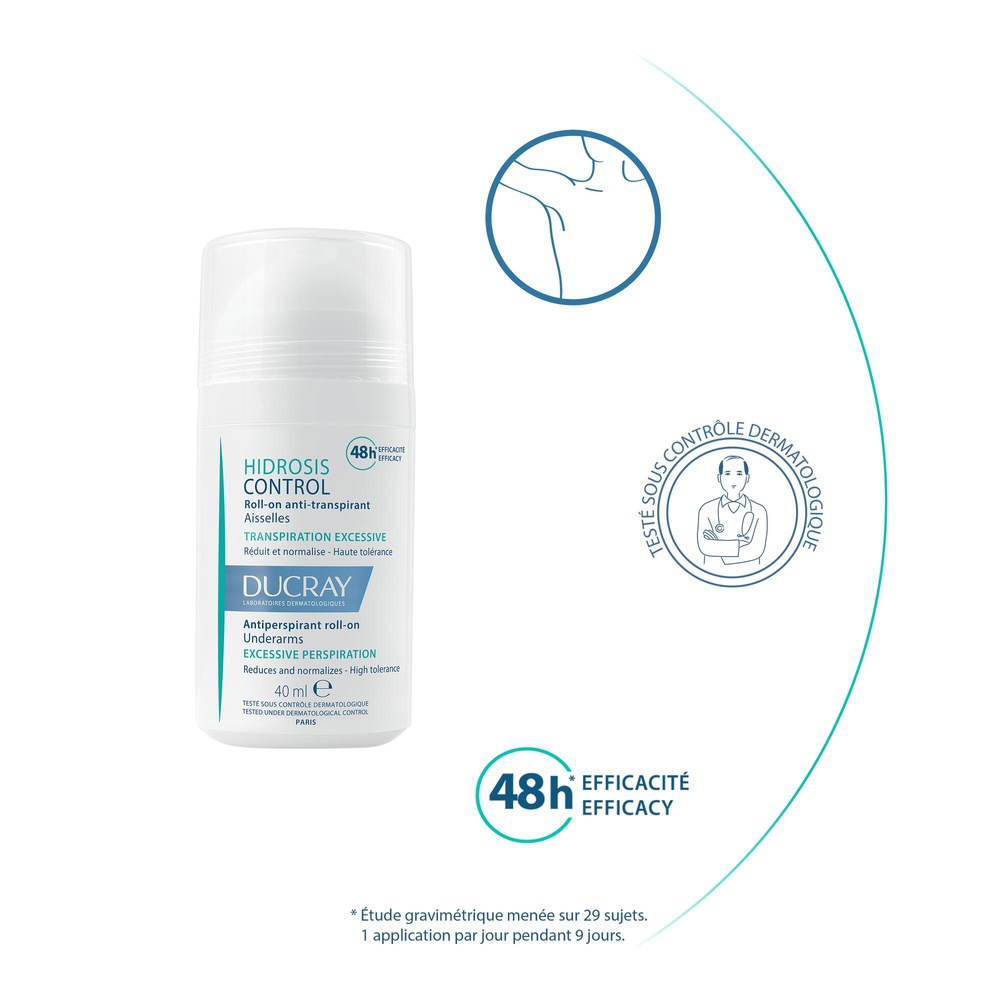 Ducray Hidrosis Control déodorant roll-on aisselles 40ml Déodorant