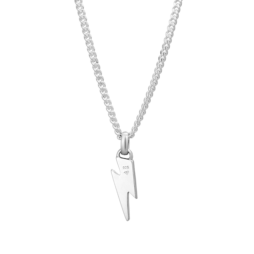 KUZZOI KUZZOI Collier Hommes Pendentif foudre Basique avec émail en Argent Sterling 925 collier