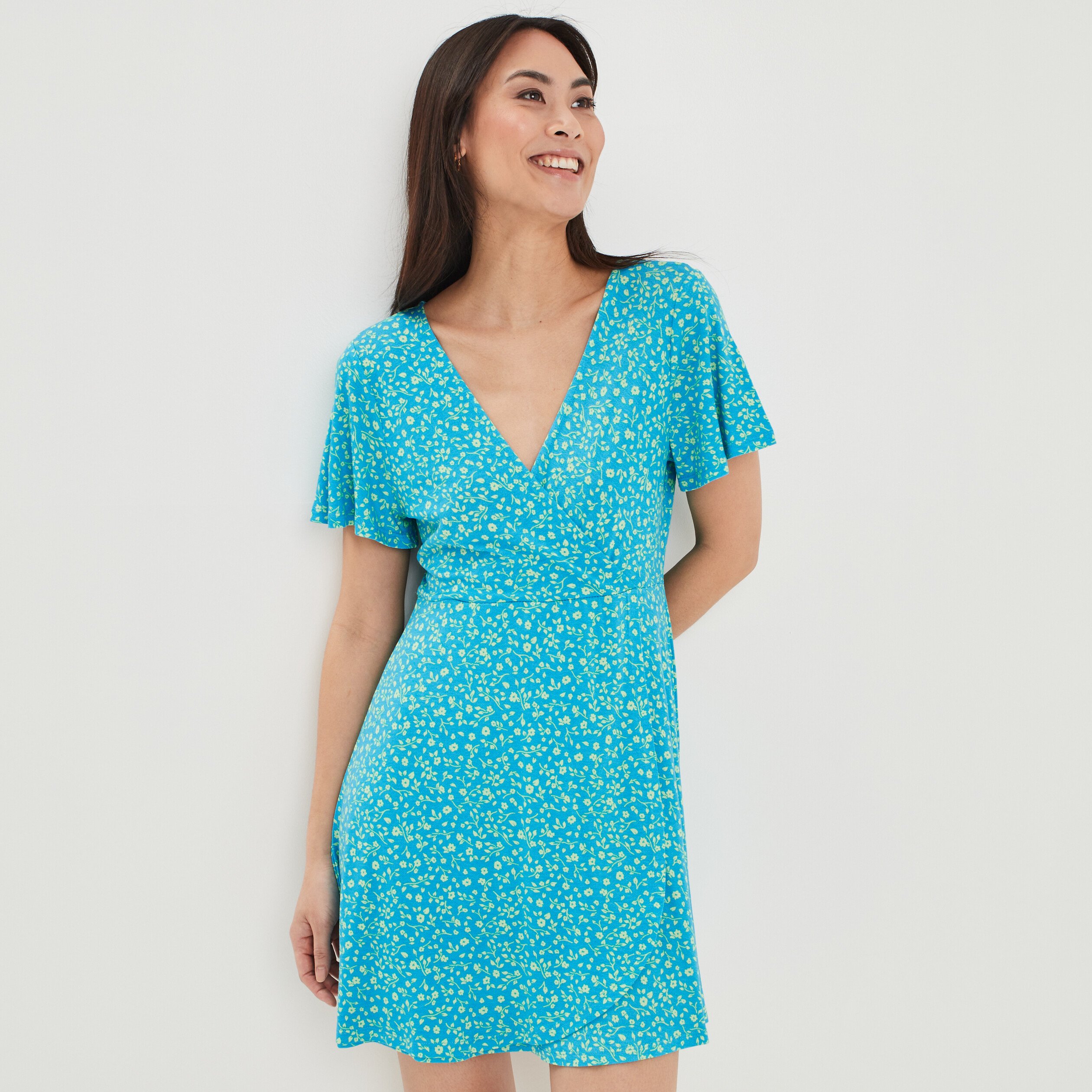 Robe patineuse manches courtes bleu femme | La Halle