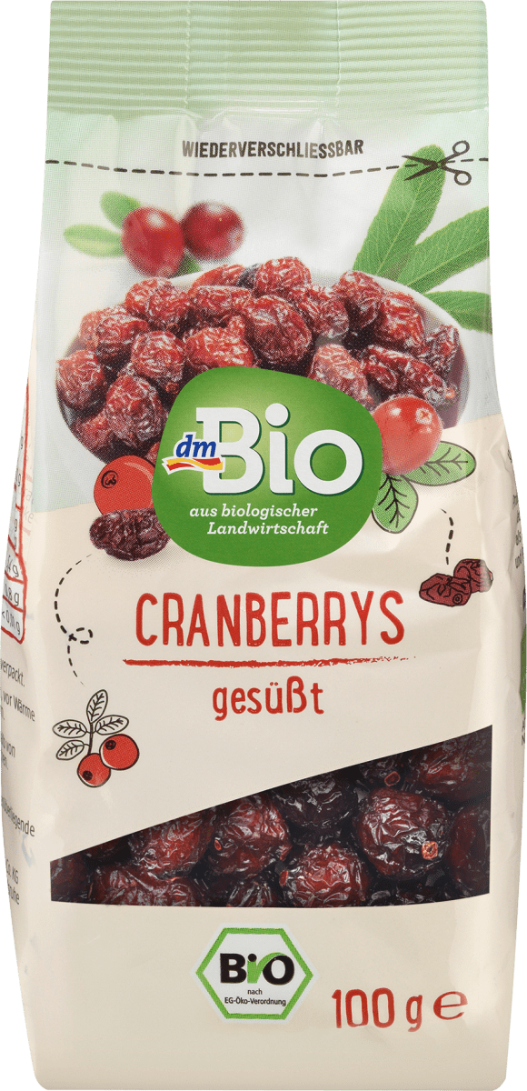 Trockenfrüchte, Cranberrys gesüßt, 100 g