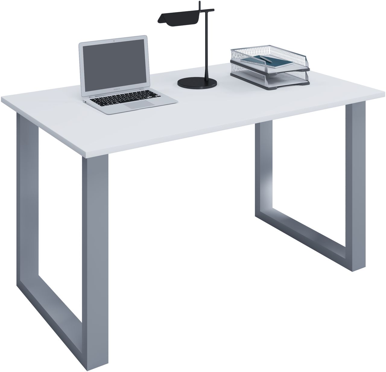 VCM Schreibtisch Lona 110x80 U-Fußgestell weiß/silber