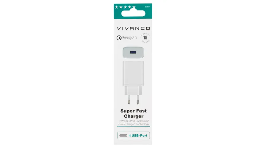 Vivanco Super Fast Charger, Quick Charge 3.0, Schnellladegerät, 18W