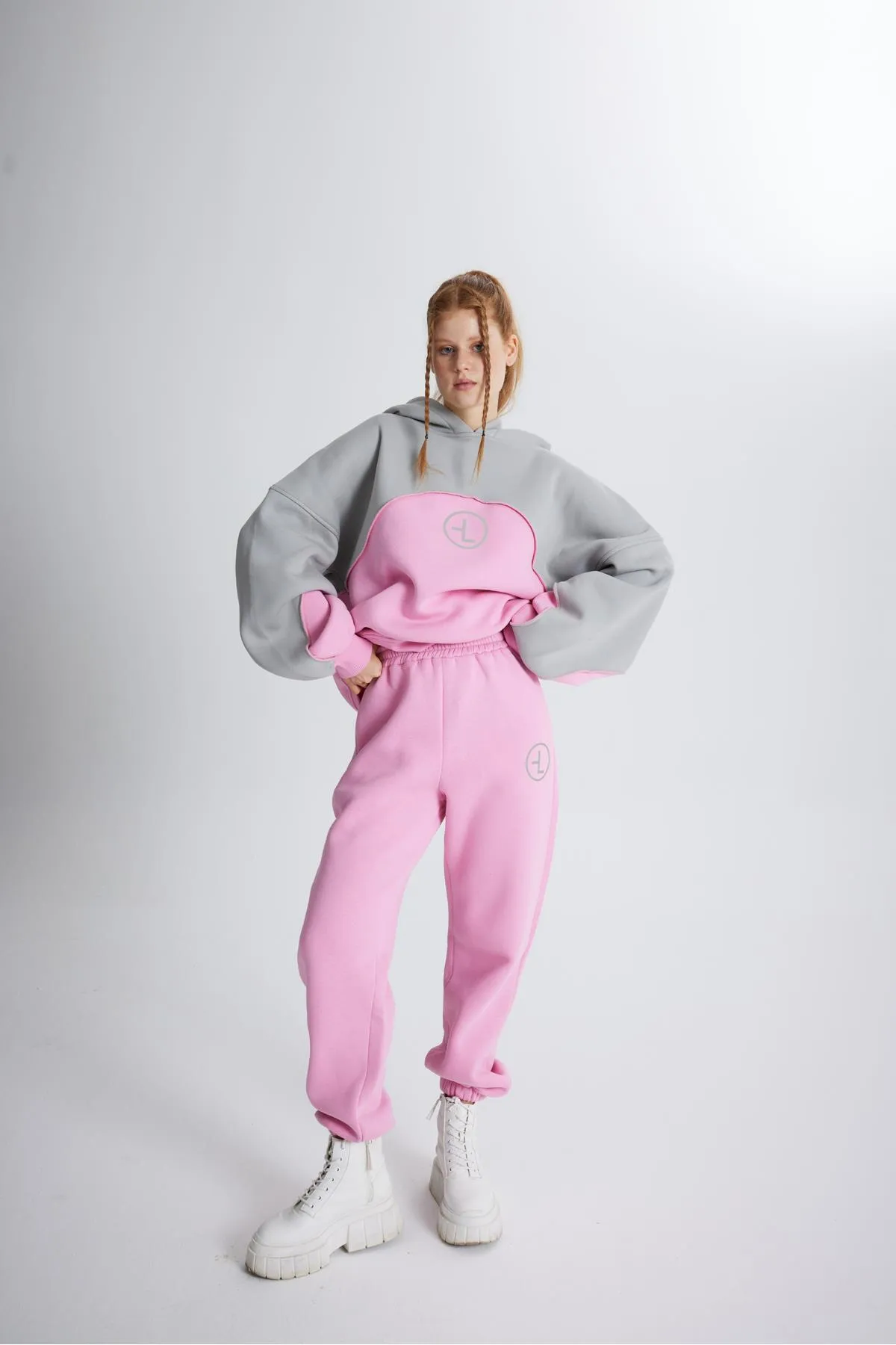 HOLLY LOLLY  Erhöhte 3-Faden-Stoff-Revenge-Jogginghose in Rosa