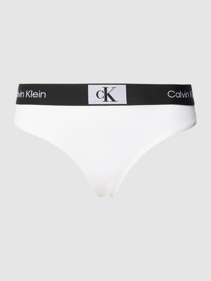 String mit elastischem Logo-Bund Modell 'MODERN THONG' in weiß