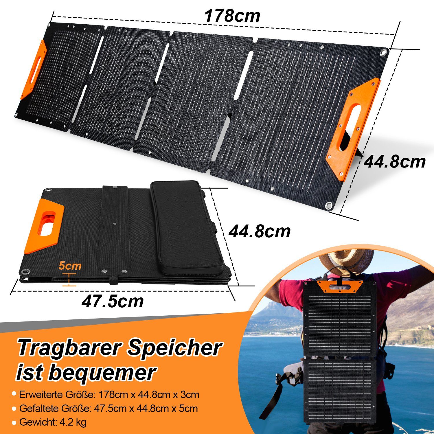 Gimisgu Solarmodul Solarpanel Faltbar 120W für Powerstation Powerbank Solarladegerät, 120,00 W