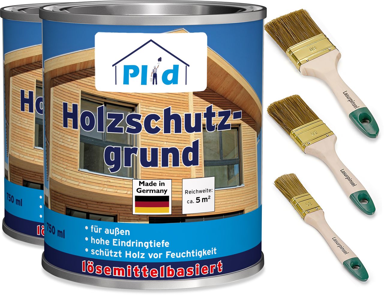 Plid Premium Holzschutzgrund Holzimprägnierung Holzgrundierung Set Farblos